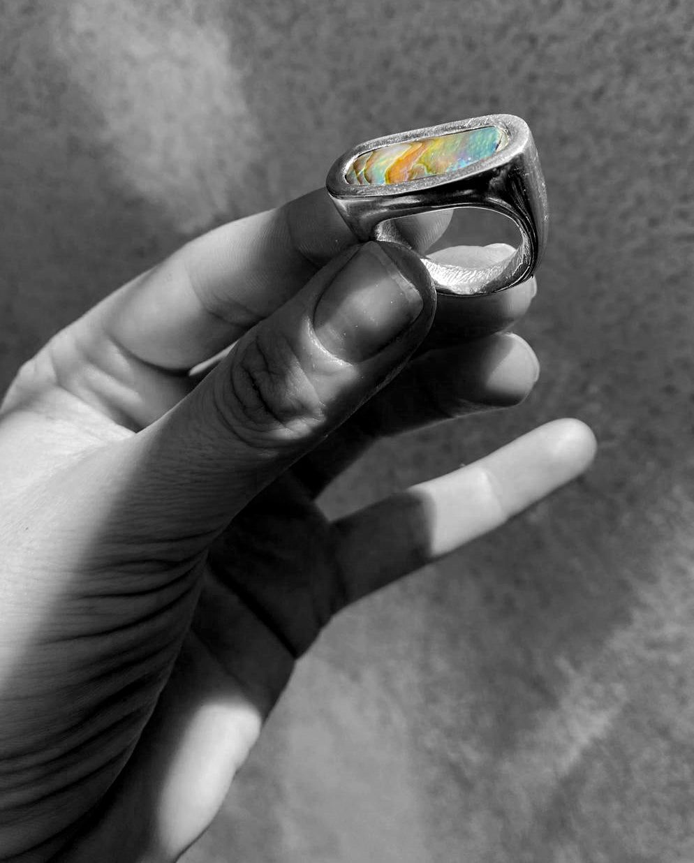 Abalone Signet Ring