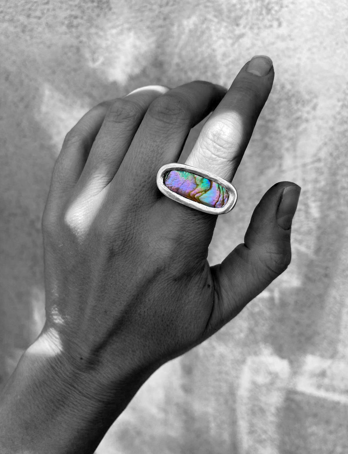 Abalone Signet Ring