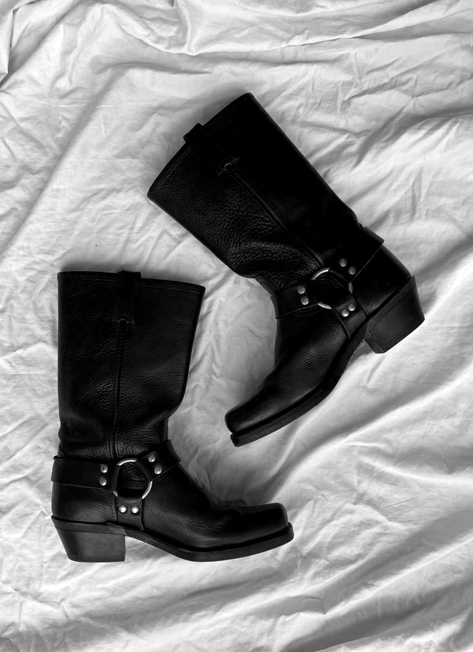 Frye Black Harness Boots Size 9M