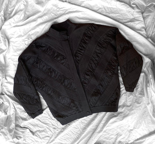 80’s Thai Silk Black Avant-Garde Puffer Jacket