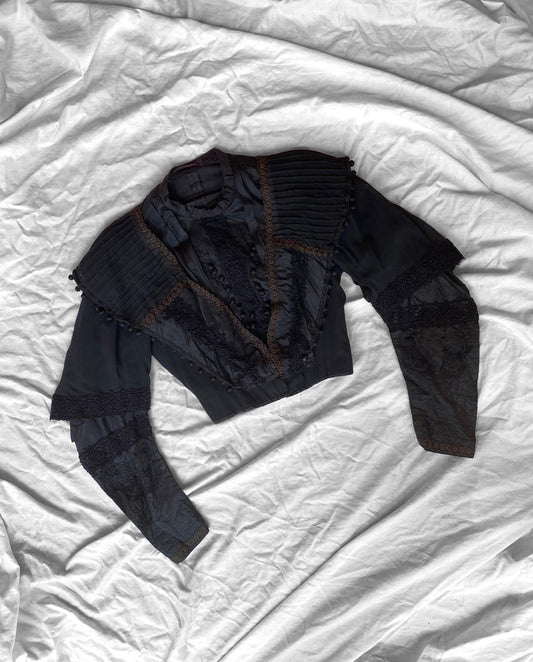 Antique Silk Victorian Mourning Blouse